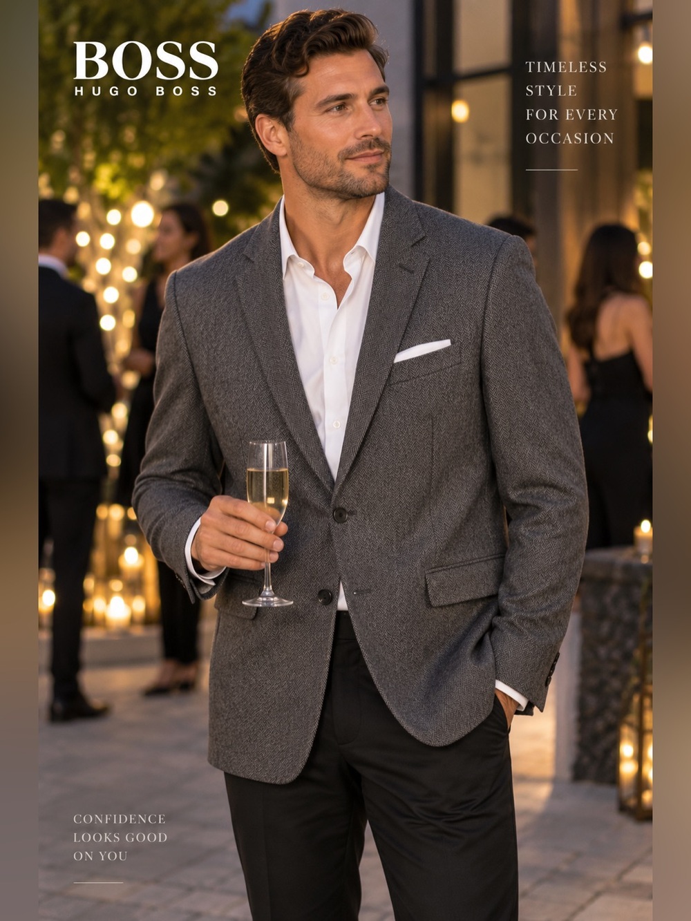 BOSS Hugo Boss Nelsen Men’s Virgin Wool Herringbone Blazer Sport Coat
